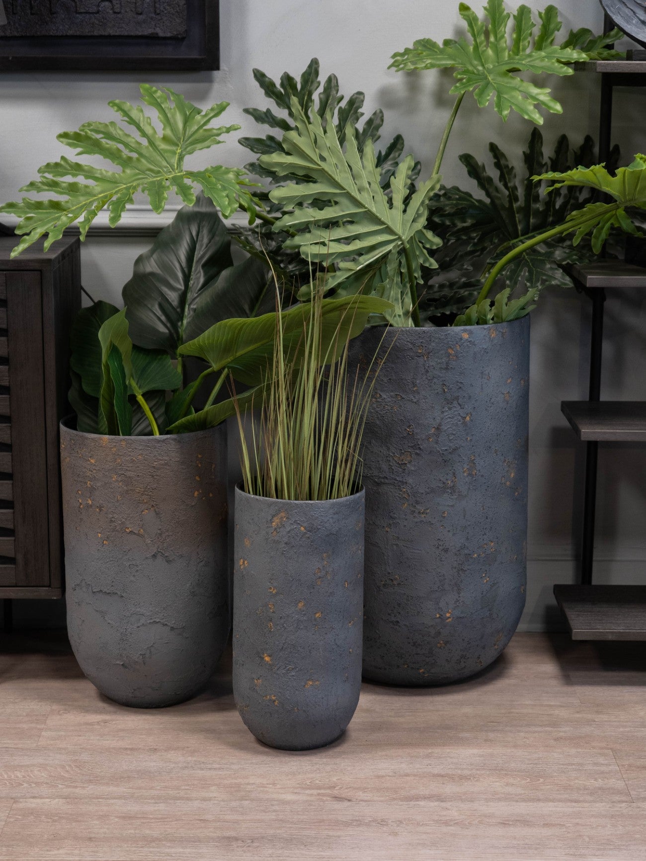 Set of 3 Volcano Charocal Planters